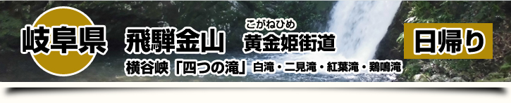岐阜県-飛騨金山 黄金姫街道～横谷峡「四つの滝」白滝・二見滝・紅葉滝・鶏鳴滝 日帰り