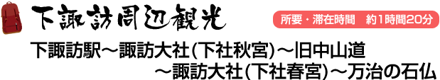 下諏訪周辺観光 下諏訪駅～諏訪大社(下社秋宮)～旧中山道～諏訪大社(下社春宮)～万治の石仏