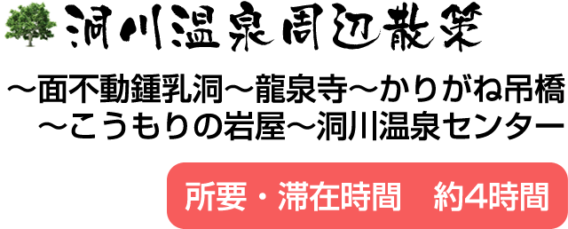 洞川温泉周辺散策（面不動鍾乳洞～龍泉寺～かりがね吊橋～こうもりの岩屋～洞川温泉センター）