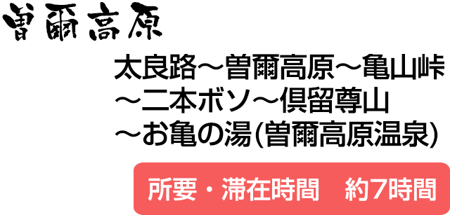 曽爾高原(太良路～曽爾高原～亀山峠～二本ボソ～倶留尊山～お亀の湯(曽爾高原温泉))