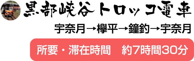 黒部峡谷トロッコ電車 宇奈月→欅平→鐘釣→宇奈月